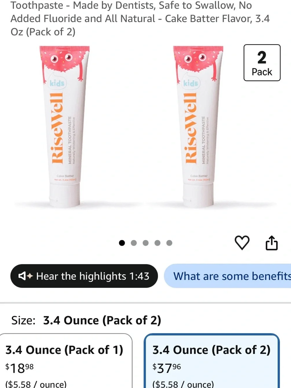 Kids Mineral Toothpaste - Cake Batter (Blue)
